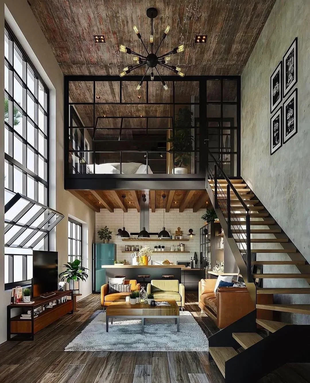 Industrial Loft Bachelor Pad: Double the Space, Double the Cool