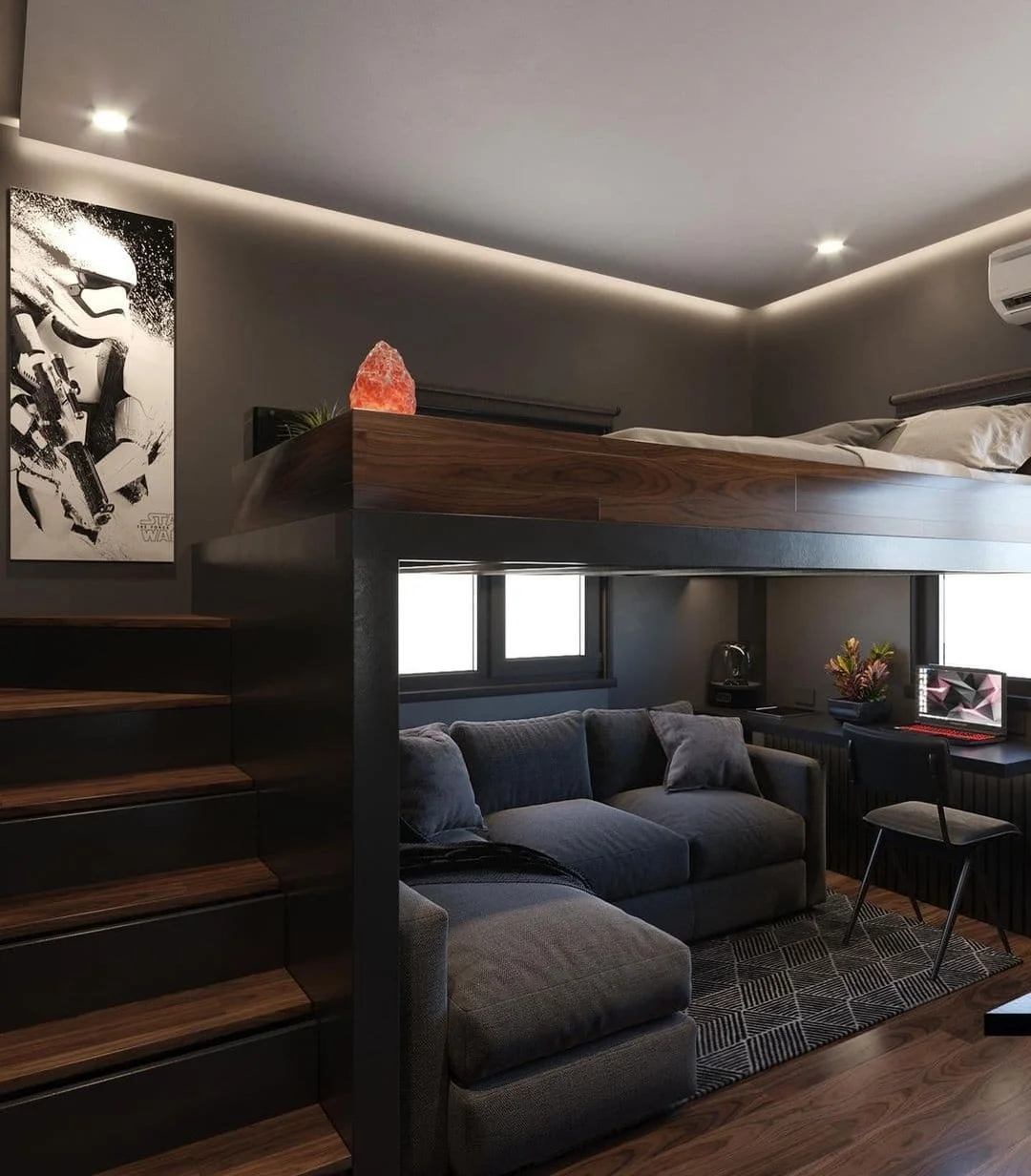 Dark and Cozy Gamer Bachelor Pad