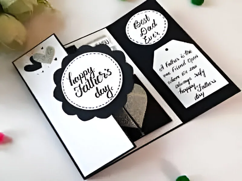 Sleek “Best Dad Ever” Black & White Birthday Card