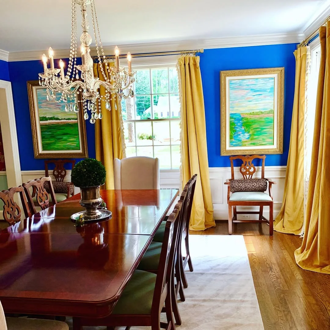 Bold Blue & Gold Dining Room