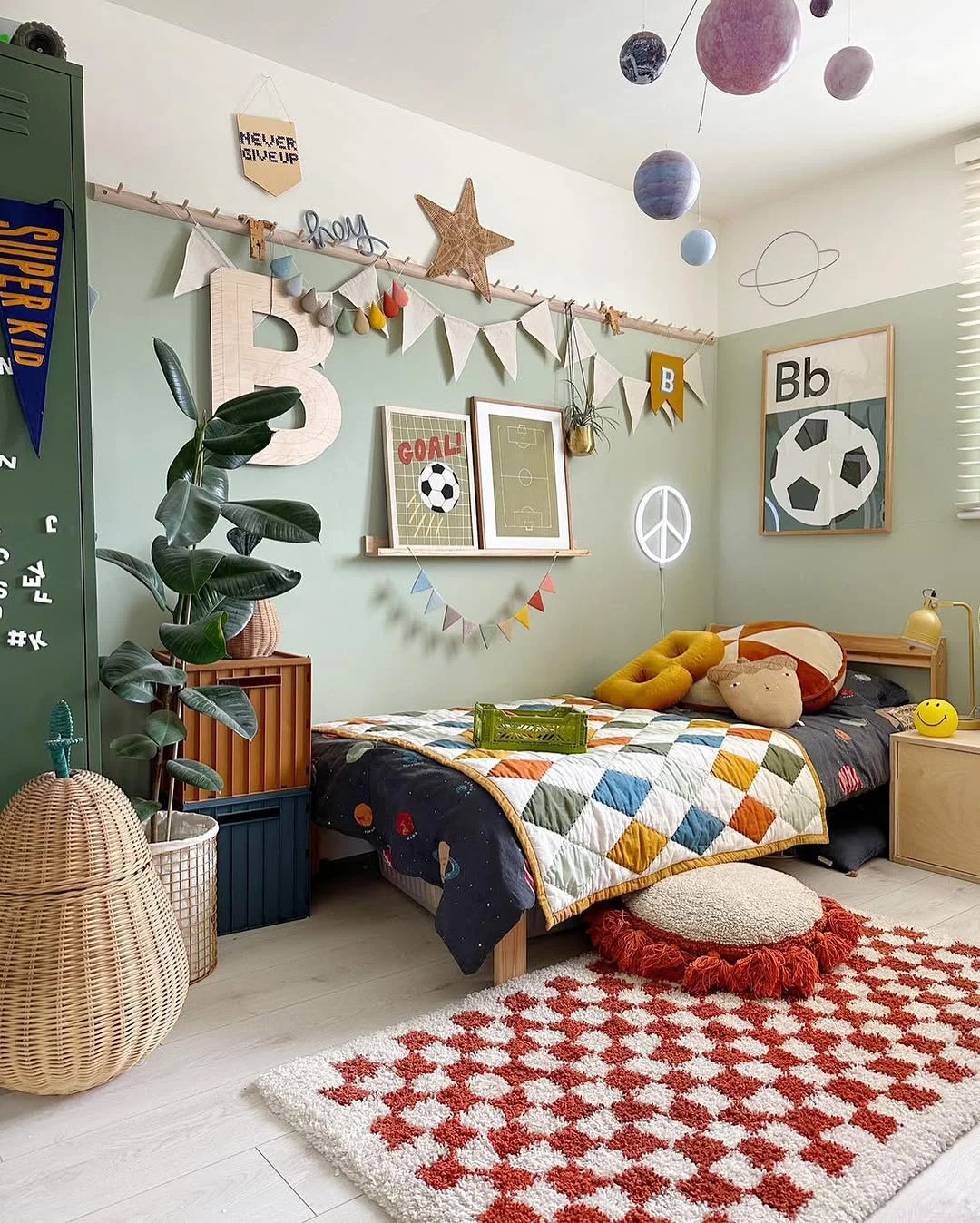 Boho Boy's Room with a Soccer Theme